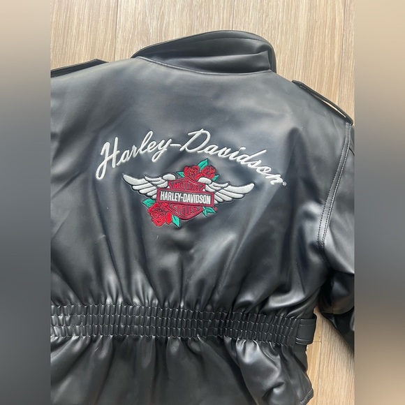 Harley-Davidson Other - Harley Davidson Biker Faux Leather Motorcycle Jacket Youth Girls Size M